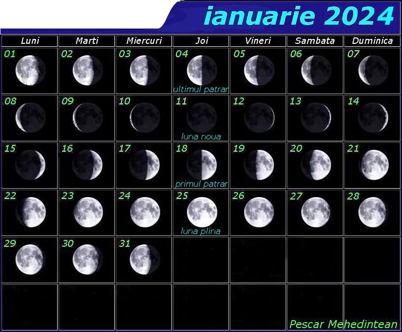Fazele lunii în | Calendar Center